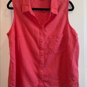 GEORGE BRAND FROM UK CORAL COLORED LINEN VISCOSE SLEEVELESS 
BUTTON DOWN TOP XL